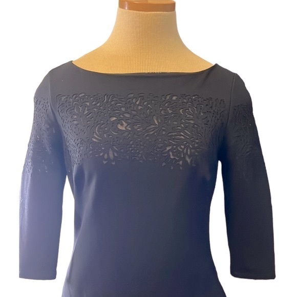 Betsey Johnson Cut Out Pattern Mesh Mini Dress, Black, size 2 - Picture 6 of 16